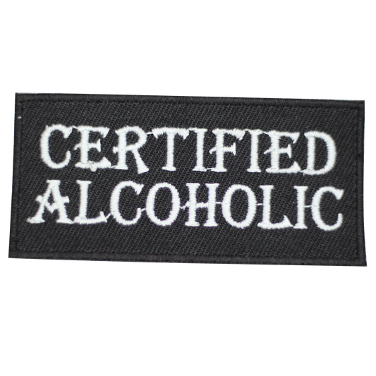 Certified Alcoholic Embroidered Iron on Sew on Patch Badge For Clothes etc. 9.5 x 4.5cm