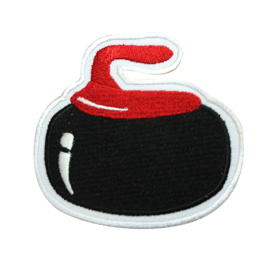 Curling stone Red, Curling patch, Cool Patch Embroidered Iron on Sew on Patch Badge For Clothes etc. 7.5x7cm