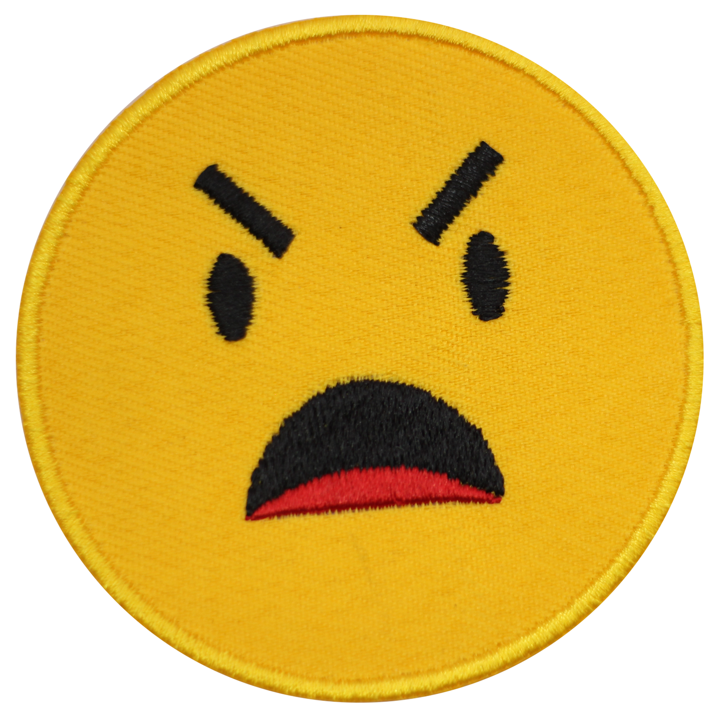 Angry face emoji Embroidered Iron on Sew on Patch Badge For Clothes etc.7cm