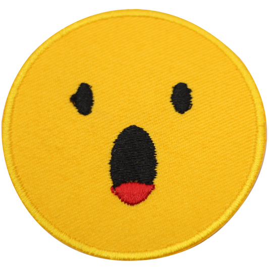 Face with open mouth emoji patch Embroidered Iron on Sew on Patch Badge For Clothes etc.7cm