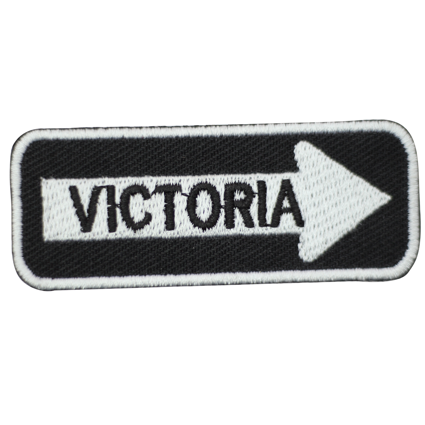 Victoria Road Sign Biker Embroidered Iron on Sew on Patch Badge For Clothes etc. 7.5x3cm