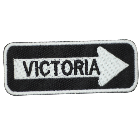 Victoria Road Sign Biker Embroidered Iron on Sew on Patch Badge For Clothes etc. 7.5x3cm