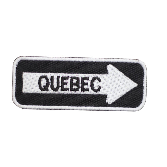 Quebec Road Sign Biker Embroidered Iron on Sew on Patch Badge For Clothes etc. 7.5x3cm