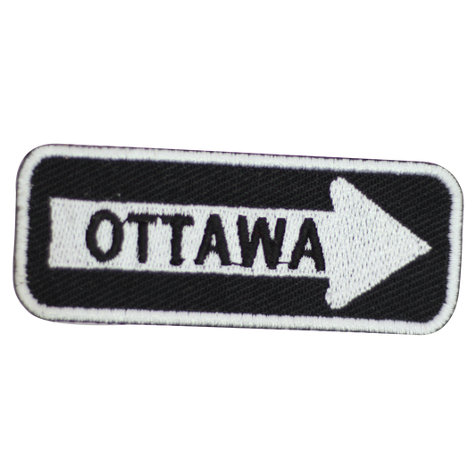 Ottawa Road Sign Biker Embroidered Iron on Sew on Patch Badge For Clothes etc. 7.5x3cm