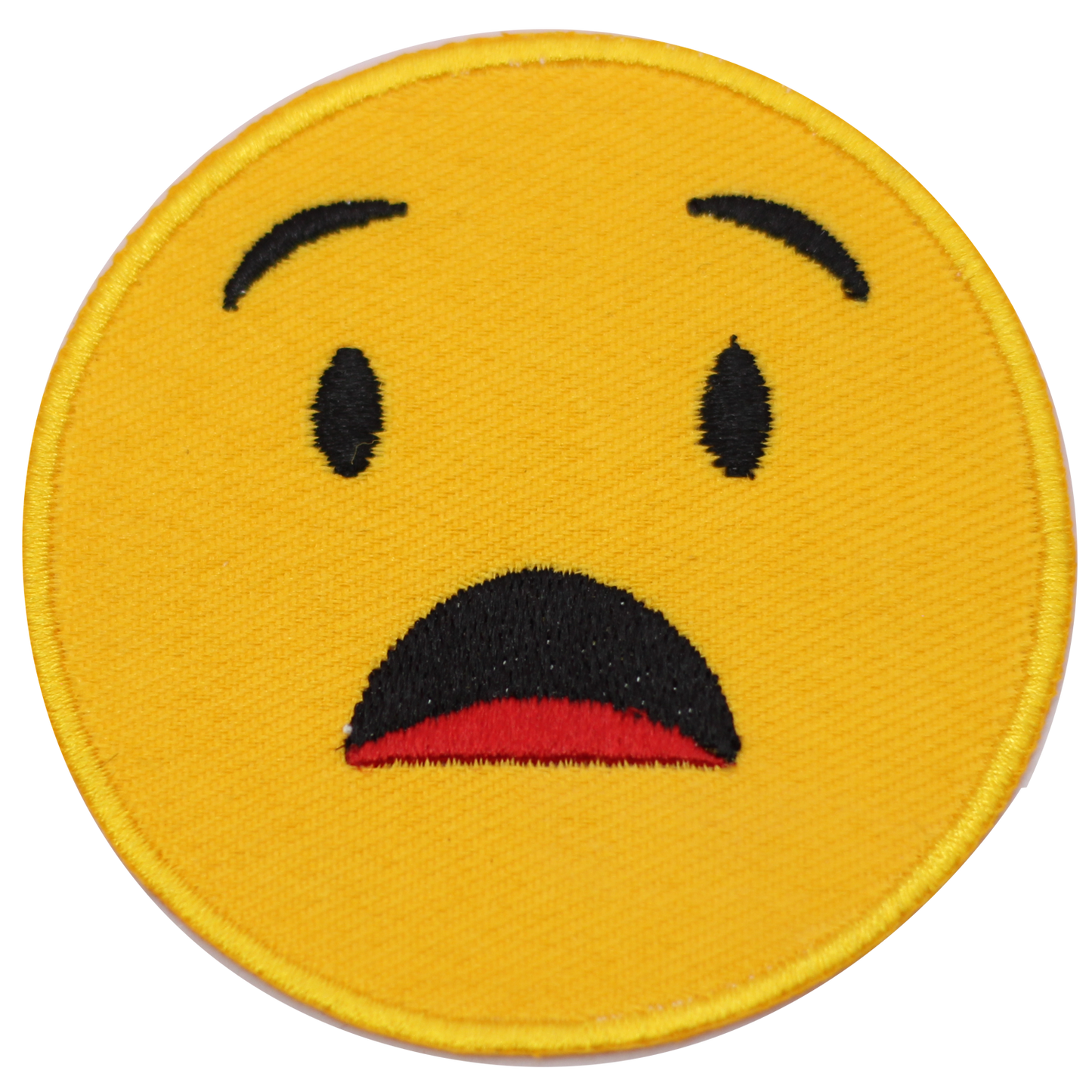 Anguished Face emoji Embroidered Iron on Sew on Patch Badge For Clothes etc.7cm