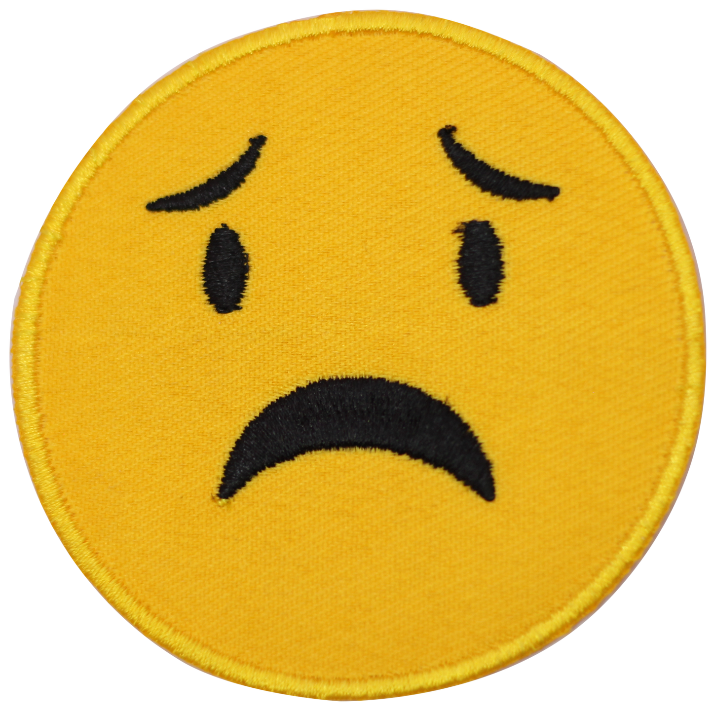 Worried Face emoji Embroidered Iron on Sew on Patch Badge For Clothes etc.7cm