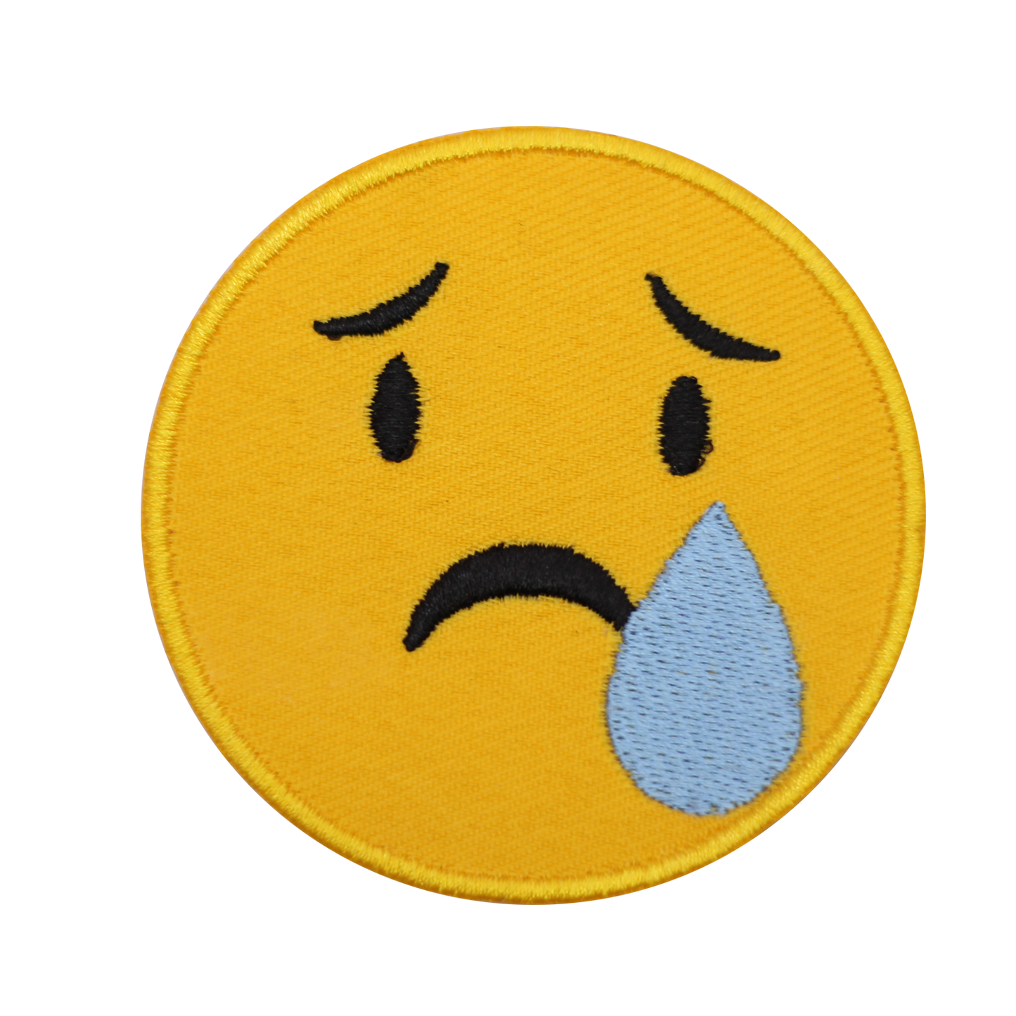 Sad but Relieved Face emoji Embroidered Iron on Sew on Patch Badge For Clothes etc.7cm