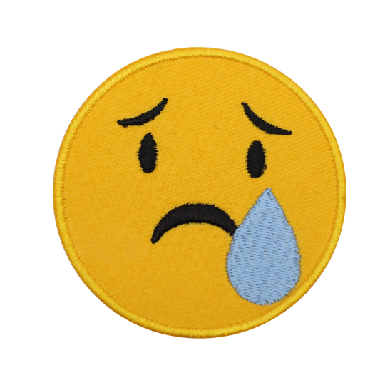 Sad but Relieved Face emoji Embroidered Iron on Sew on Patch Badge For Clothes etc.7cm