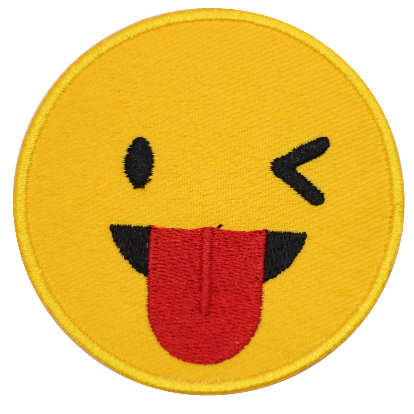 Winking Face with Tongue emoji Embroidered Iron on Sew on Patch Badge For Clothes etc.7cm