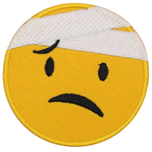 Face with head bandage emoji Embroidered Iron on Sew on Patch Badge For Clothes etc.7cm