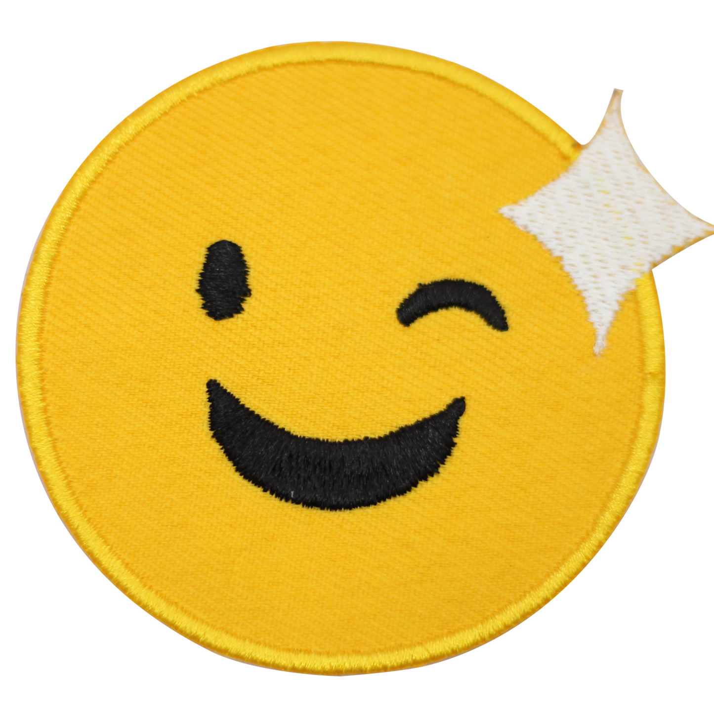 wink face with white emoji Embroidered Iron on Sew on Patch Badge For Clothes etc.7cm