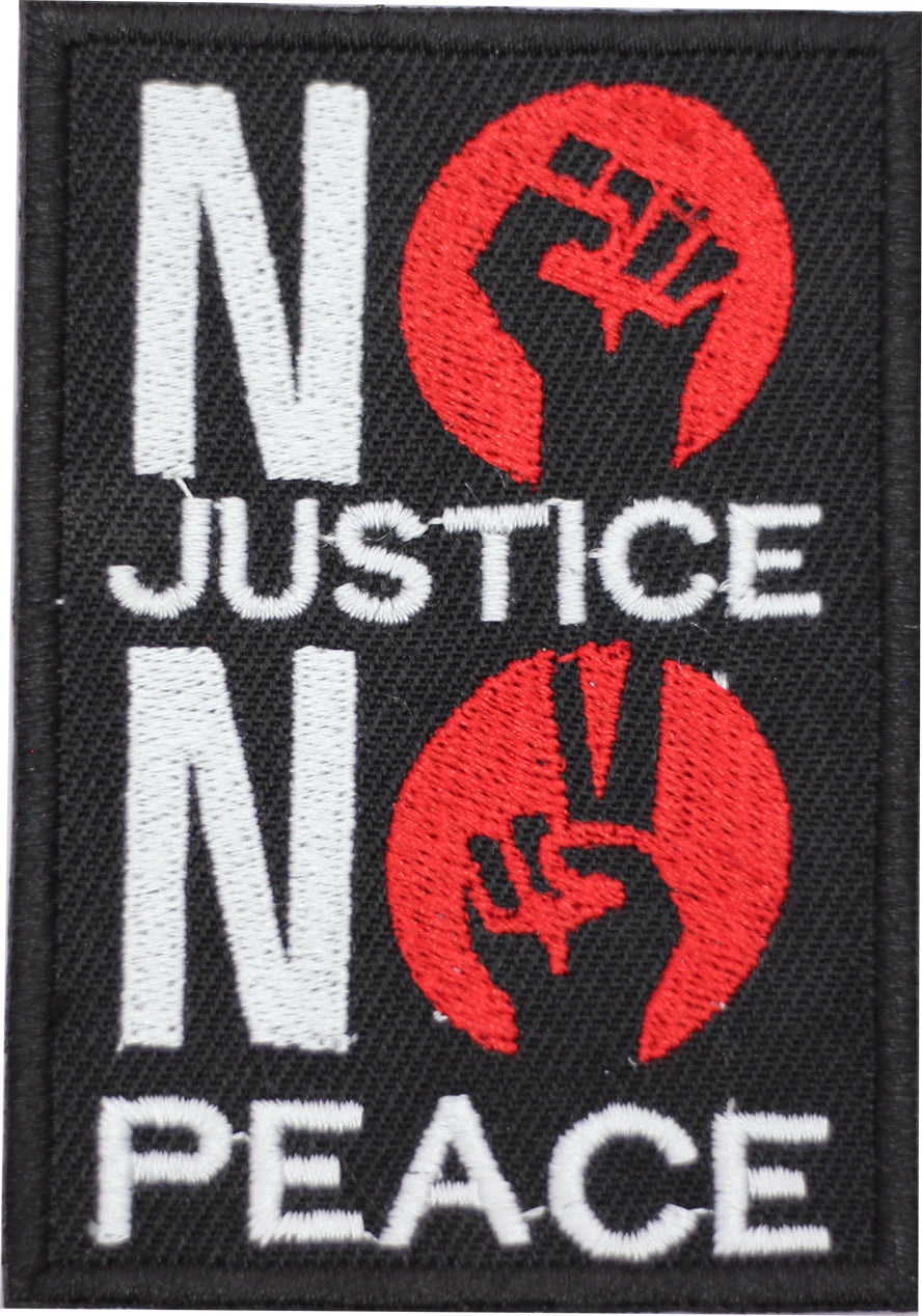 Black Lives Matter No Justice No Peace BLM Embroidered Iron on Sew on Patch Badge For Clothes etc. 9X6.5 CM