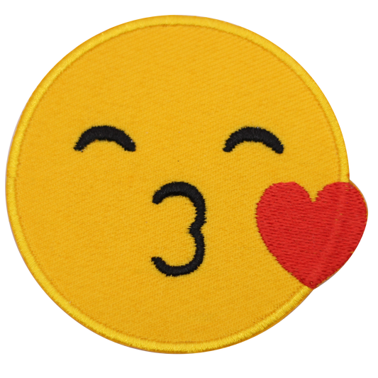 Face Blowing kiss emoji Patch Embroidered Iron on Sew on Patch Badge For Clothes etc.7cm