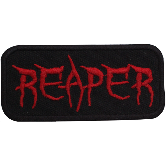 Biker Reaper Text Embroidered Iron on Sew on Patch Badge For Clothes etc. 7.5x3.5 cm