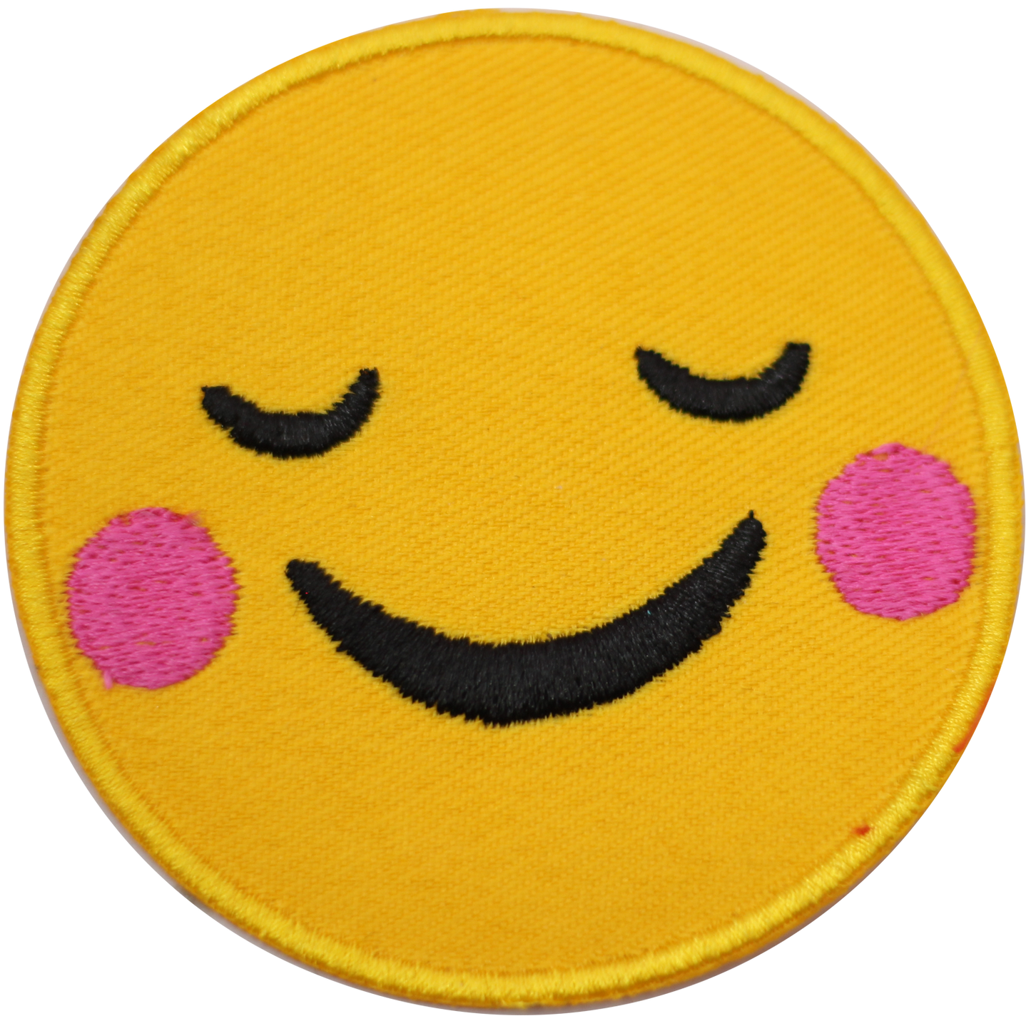 Smiling face with Blushing emoji Embroidered Iron on Sew on Patch Badge For Clothes etc.7cm