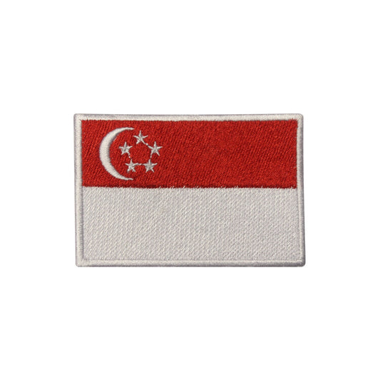 Singapore National Flag Embroidered Iron on Sew on Patch Badge For Clothes etc.