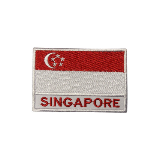 Singapore National Flag Embroidered Iron on Sew on Patch Badge For Clothes etc.