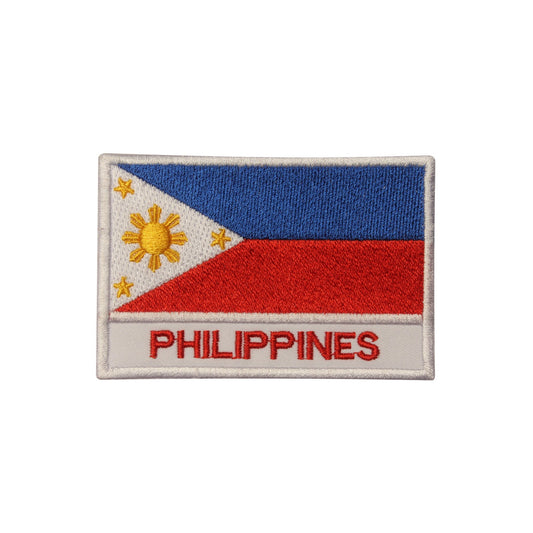 Philippines National Flag Embroidered Iron on Sew on Patch Badge For Clothes etc.