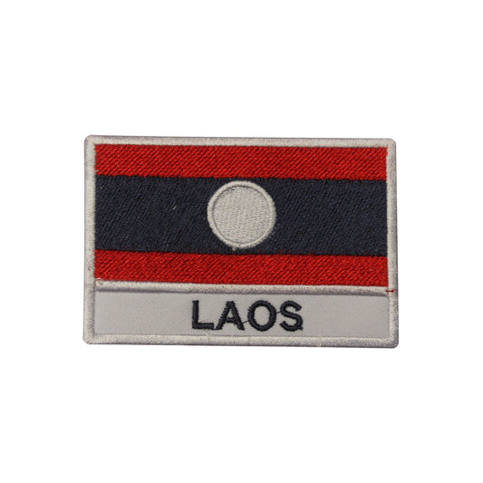 Laos National Flag Embroidered Iron on Sew on Patch Badge For Clothes etc.