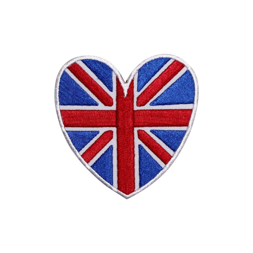 England Heart Emblem National Flag Embroidered Iron on Sew on Patch Badge For Clothes etc.