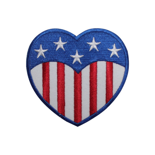 AMERICA/USA Emblem Heart National Flag Embroidered Iron on Sew on Patch Badge For Clothes etc.