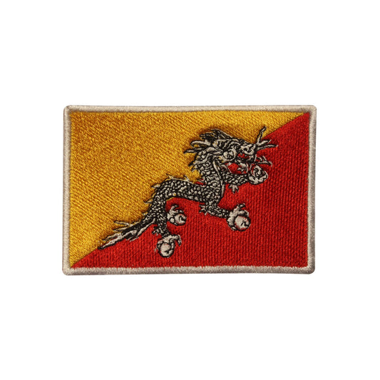 Bhutan National Flag Embroidered Iron on Sew on Patch Badge For Clothes etc.