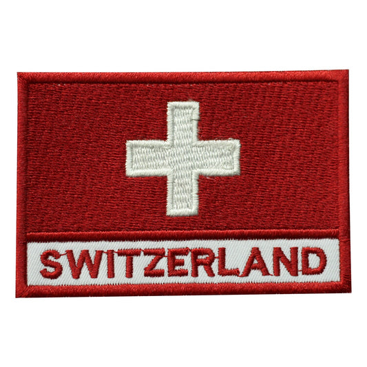 Switzerland National Flag Embroidered Iron on Sew on Patch Badge For Clothes etc. 9 x 6 cm