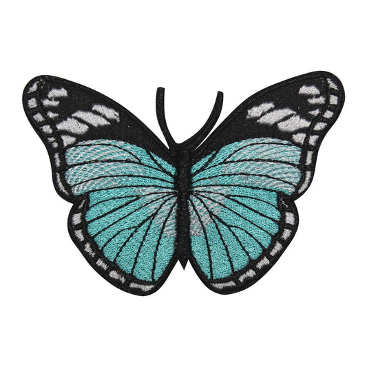 Butterfly Cute Sea green Embroidered Iron on Sew on Patch Badge For Clothes etc. 10x 6.5cm