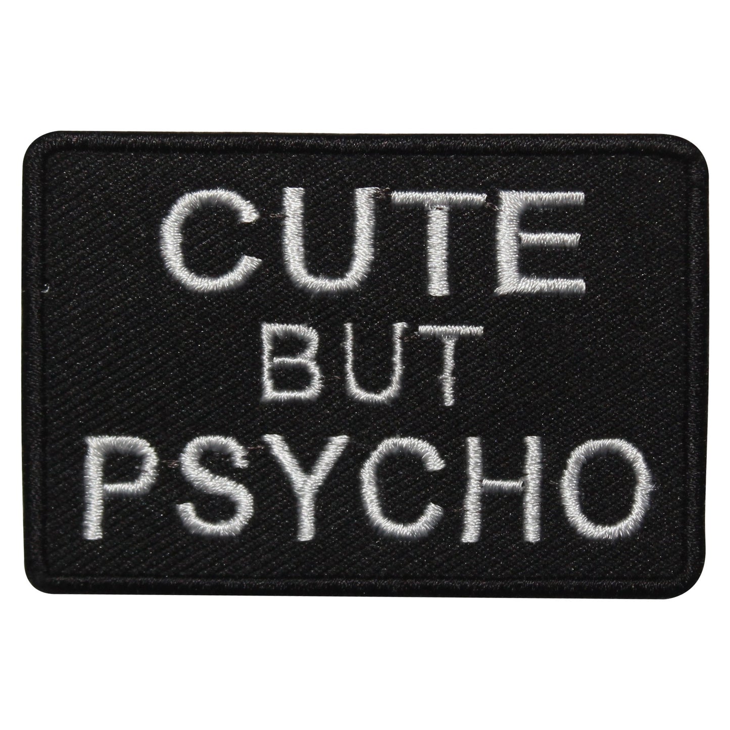 Cute But Psycho Patch Embroidered Iron on Sew on Patch Badge For Clothes etc.7.5x5cm