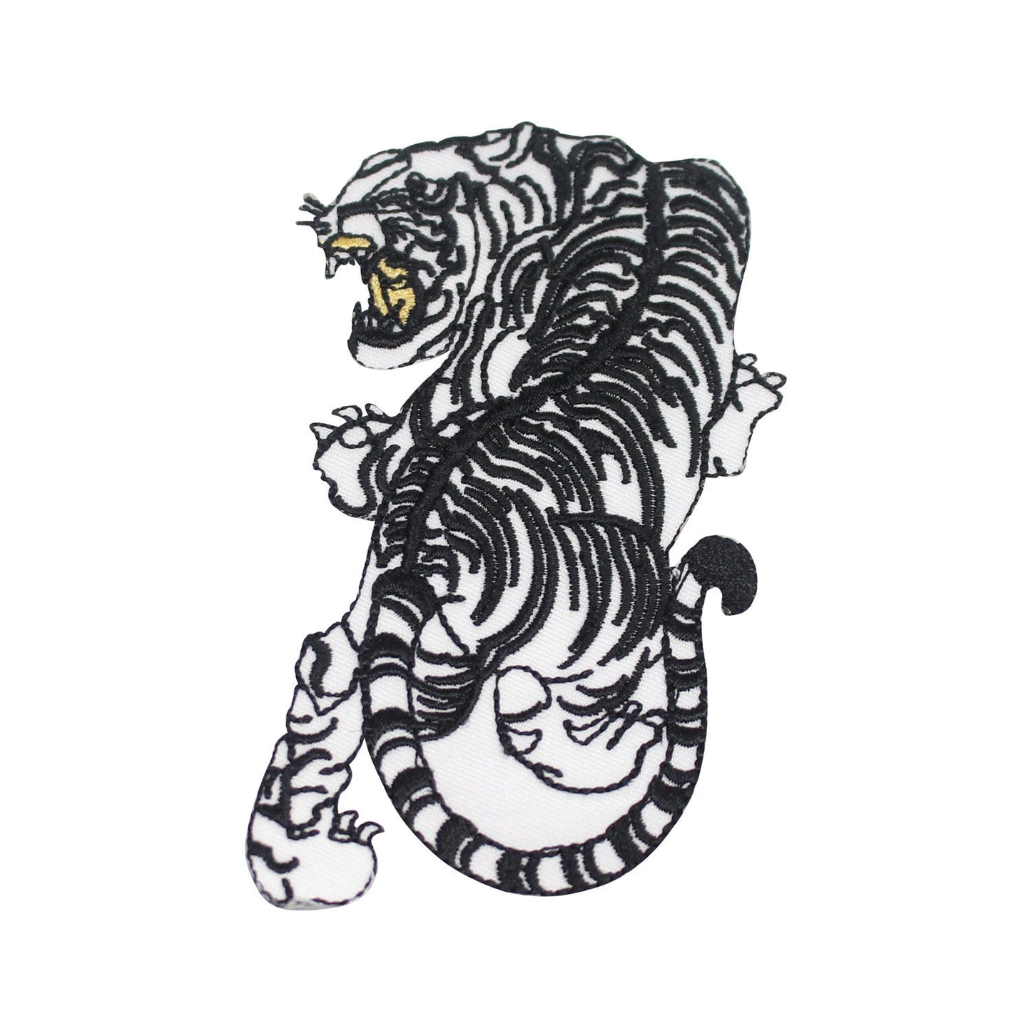 Tiger Skeleton Embroidered Iron on Sew on Patch Badge For Clothes etc. 10x6cm