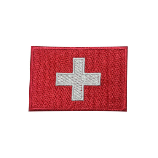 Switzerland National Flag Embroidered Iron on Sew on Patch Badge For Clothes etc. 9 x 6 cm