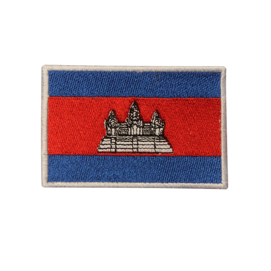 Cambodia National Flag Embroidered Iron on Sew on Patch Badge For Clothes etc. 9 x 6 cm