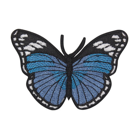 Butterfly Cute Blue Embroidered Iron on Sew on Patch Badge For Clothes etc.