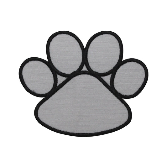 Dog Paw White Embroidered Iron on Sew on Patch Badge For Clothes etc. 8 x 9.5 cm