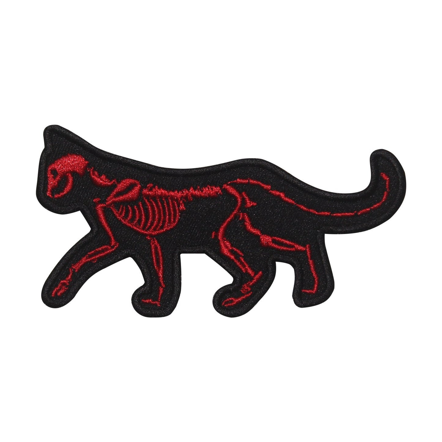 Halloween Cat Skeleton Embroidered Iron on Sew on Patch Badge For Clothes etc.