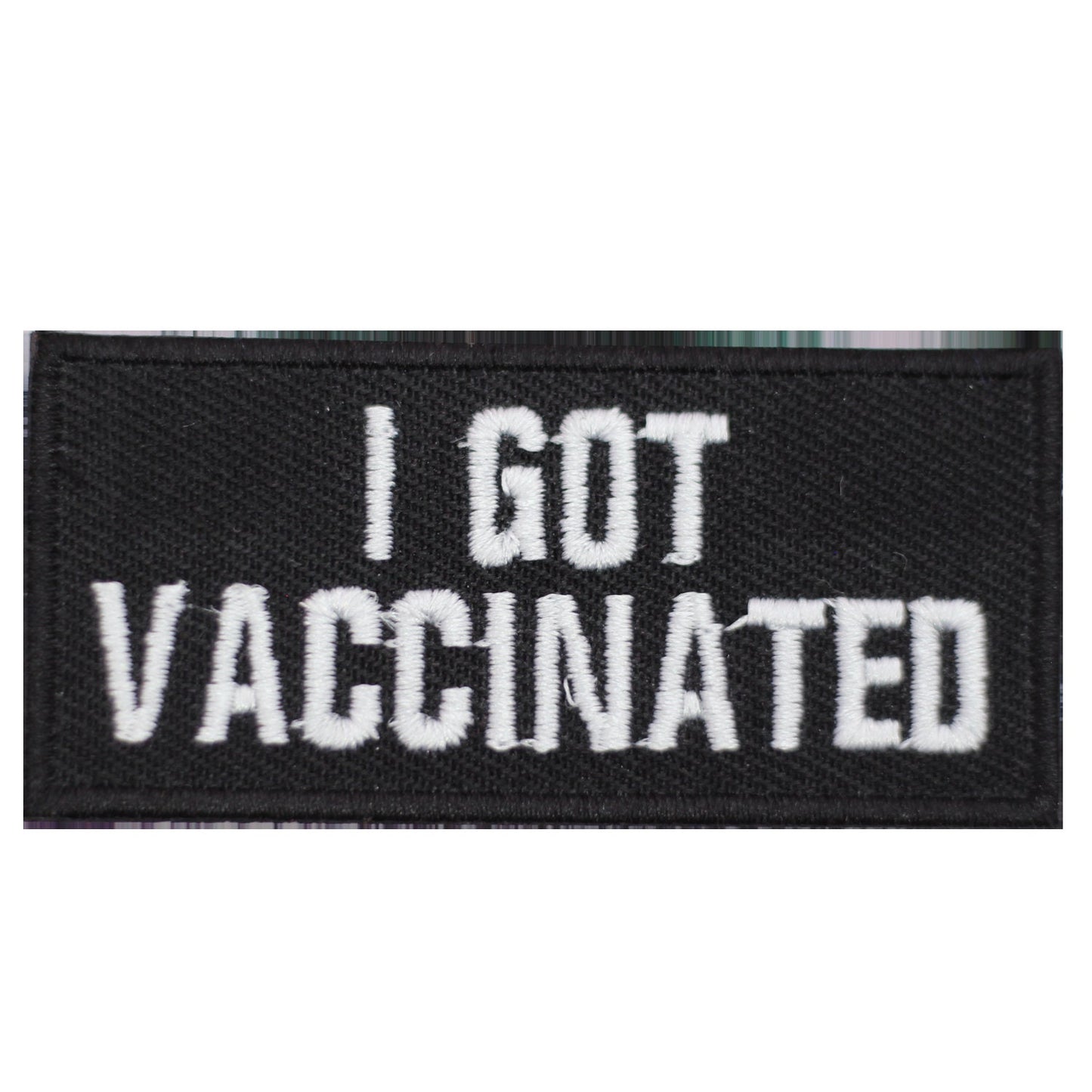 I got Vaccinated simple Embroidered Iron on Sew on Patch Badge For Clothes etc. 8x3.5cm