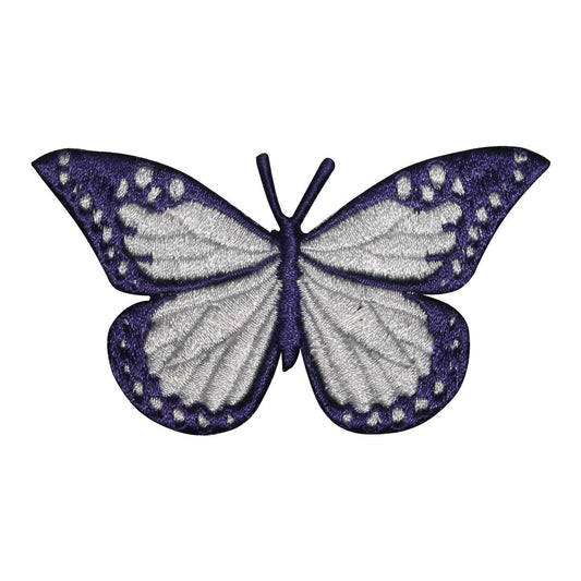 Butterfly Purple and White Embroidered Iron on Sew on Patch Badge For Clothes etc. 8x4.5cm