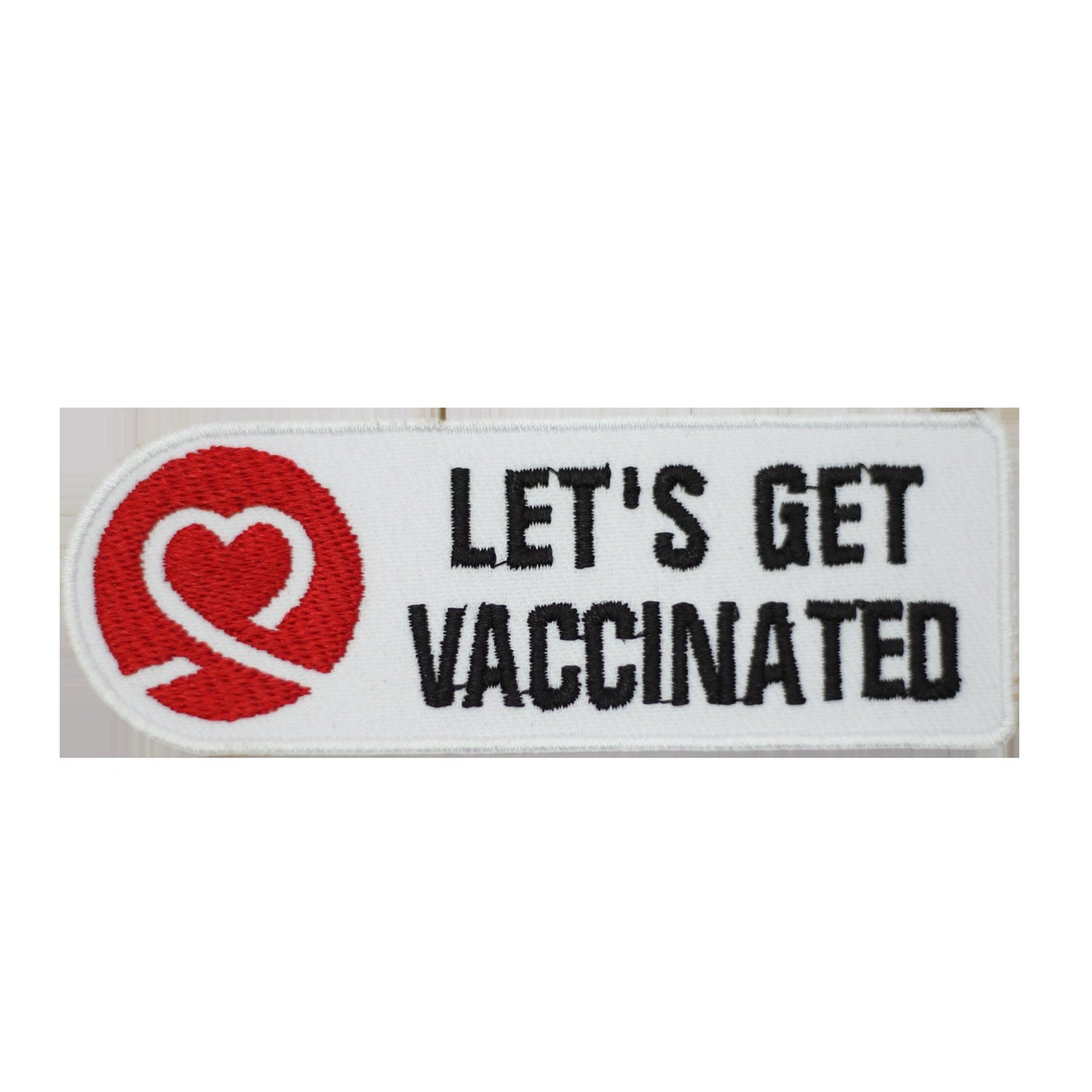 Lets Get Vaccinated Embroidered Iron on Sew on Patch Badge For Clothes etc. 10x3.5cm