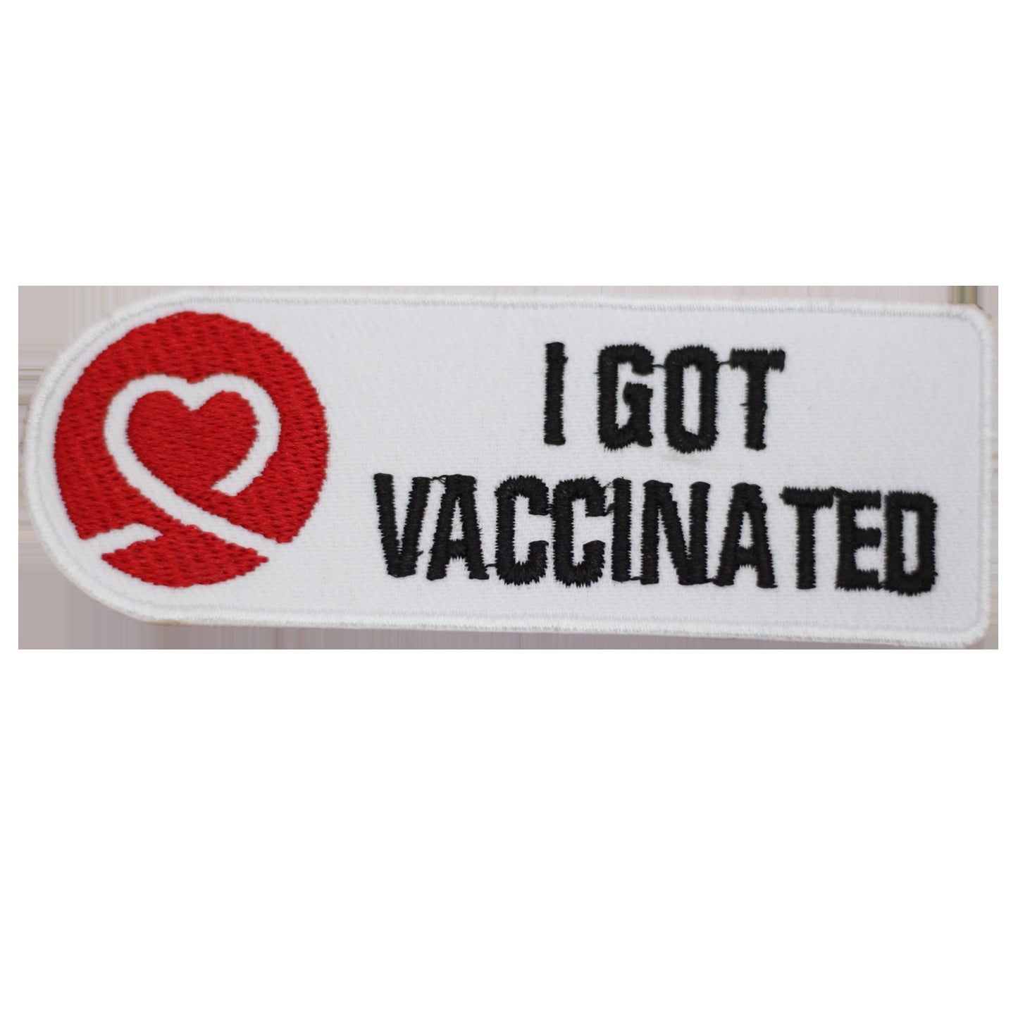 I got Vaccinated white Embroidered Iron on Sew on Patch Badge For Clothes etc. 10x3.5cm