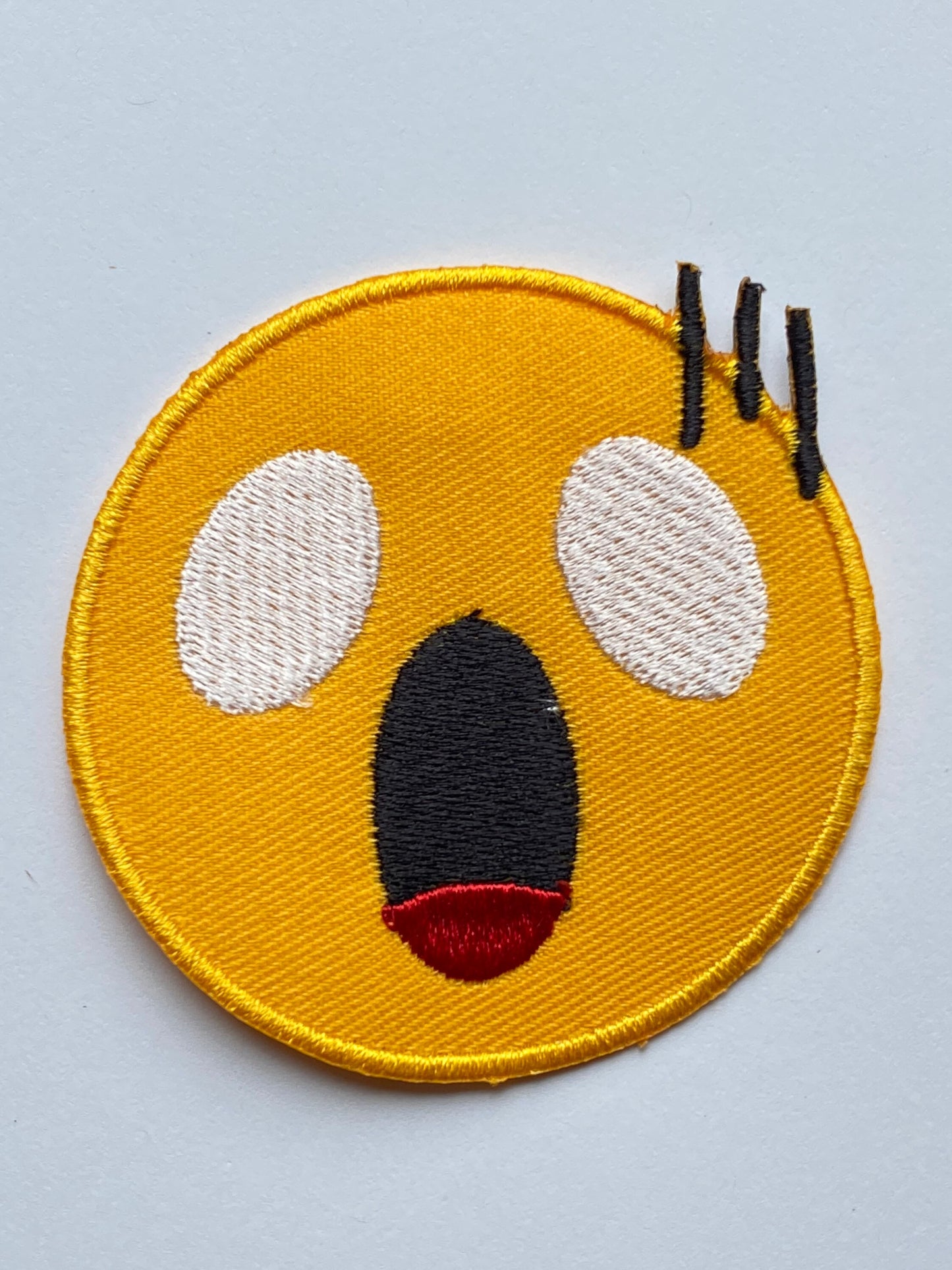 Shocked Face emoji Embroidered Iron on Sew on Patch Badge For Clothes etc.7cm