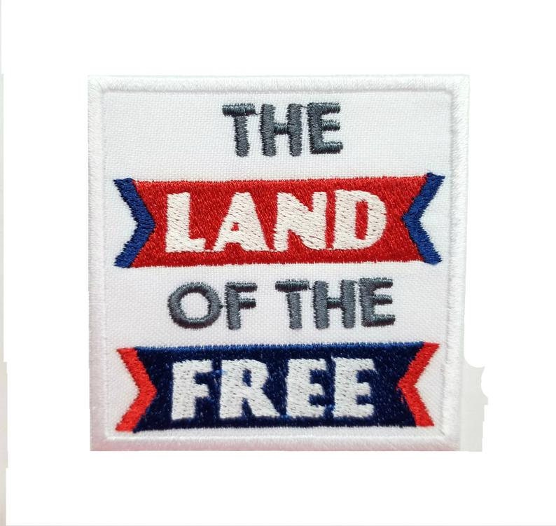 USA Quotes, 4th july, USA Independence patch, Land of Free, God Bless America  Embroidered Iron on Sew on Patch Badge For Clothes etc.