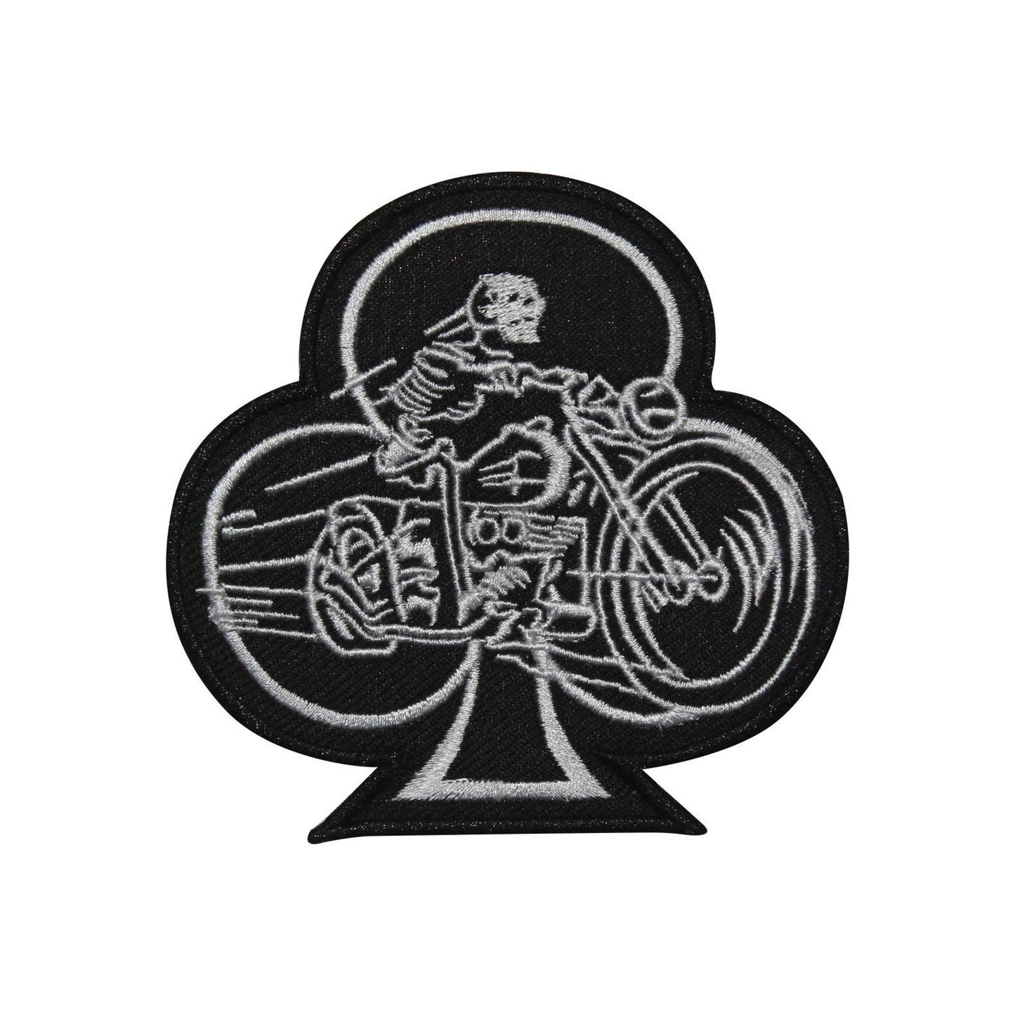 Club Card Skeleton Biker Embroidered Iron on Sew on Patch Badge For Clothes etc. 10x10 cm