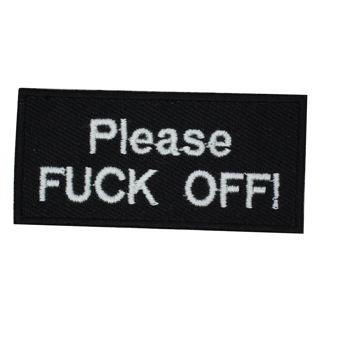 Please fuck off text Embroidered Iron on Sew on Patch Badge For Clothes etc. 7.5x3.5cm