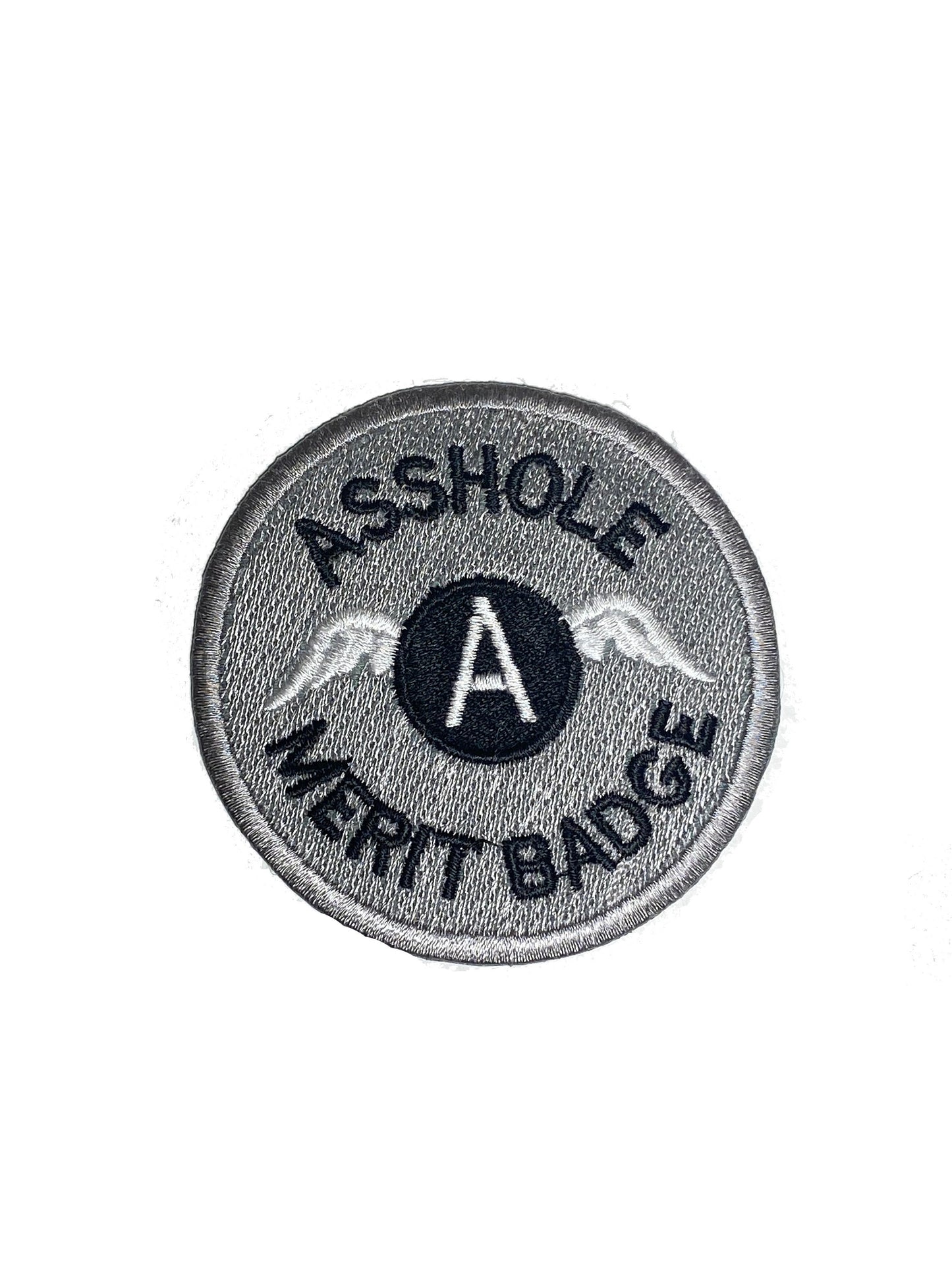 Asshole merit badge text Embroidered Iron on Sew on Patch Badge For Clothes etc. 7cm