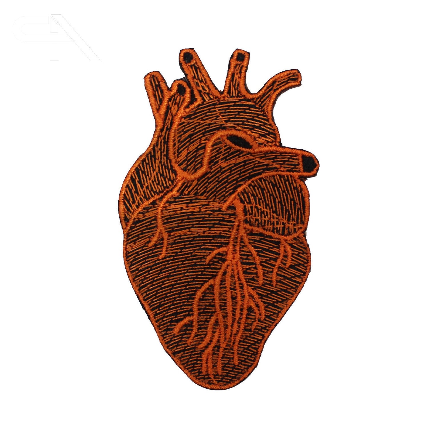 Human heart, heart patch Orange Embroidered Iron on Sew on Patch Badge For Clothes etc. 8.5x5.5cm