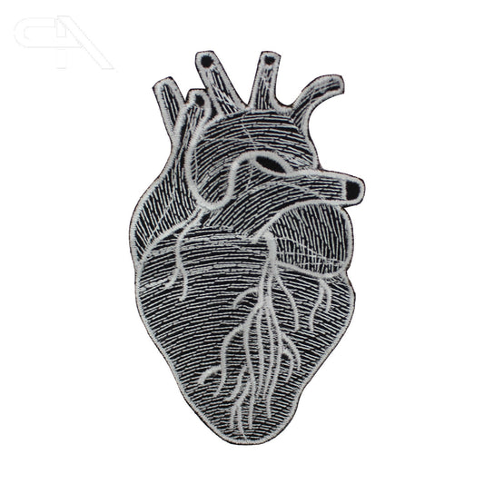 Human heart, heart patch white Embroidered Iron on Sew on Patch Badge For Clothes etc. 8.5x5.5cm