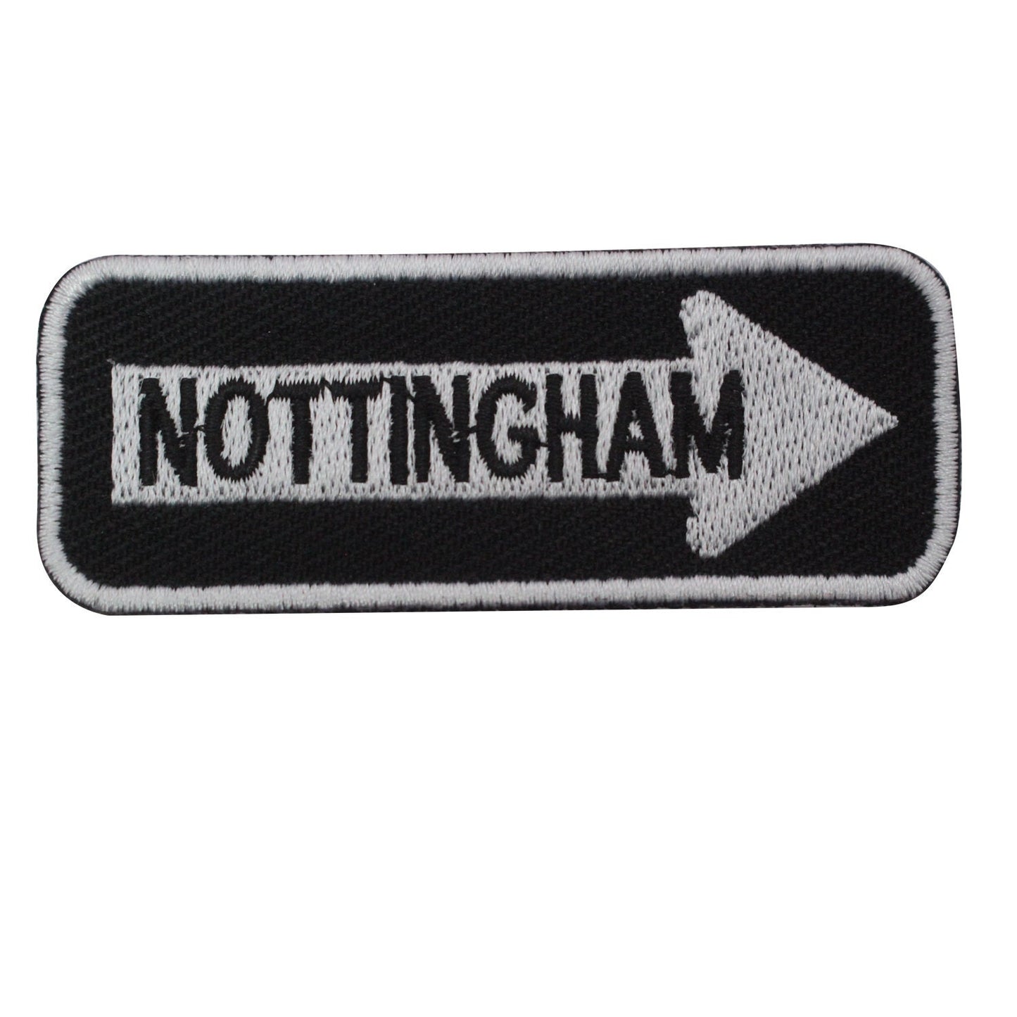 Nottingham Road Sign Biker Embroidered Iron on Sew on Patch Badge For Clothes etc. 7.5x3cm