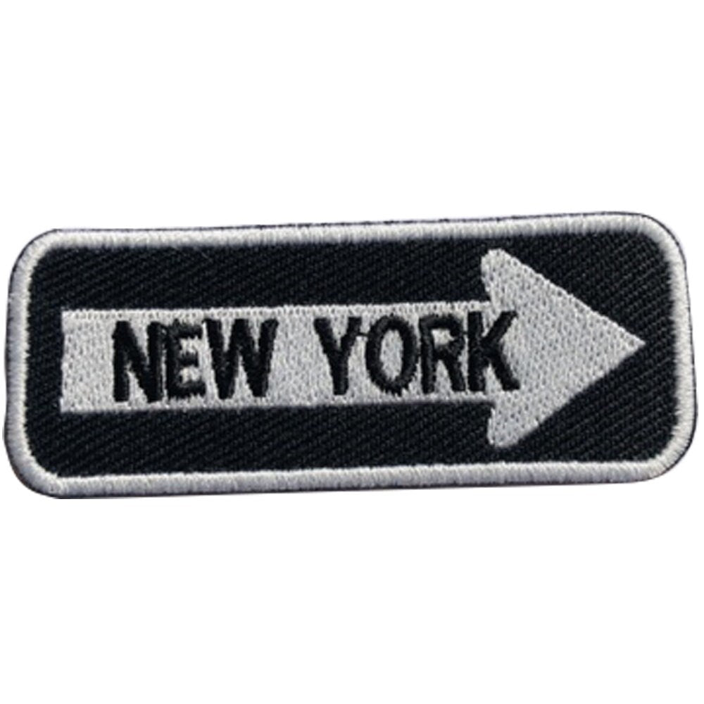 New York Road Sign Biker Embroidered Iron on Sew on Patch Badge For Clothes etc. 7.5x3cm