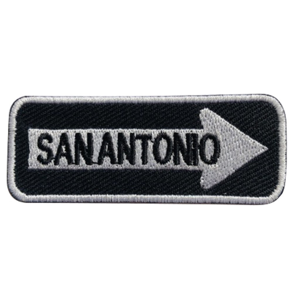 San Antonio Road Sign Biker Embroidered Iron on Sew on Patch Badge For Clothes etc. 7.5x3cm