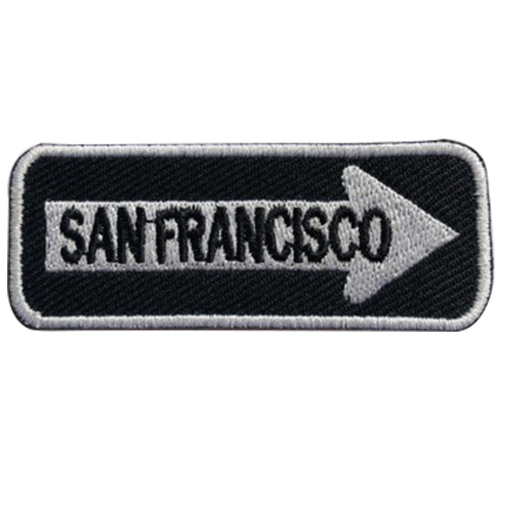 San Francisco Road Sign Biker Embroidered Iron on Sew on Patch Badge For Clothes etc. 7.5x3cm